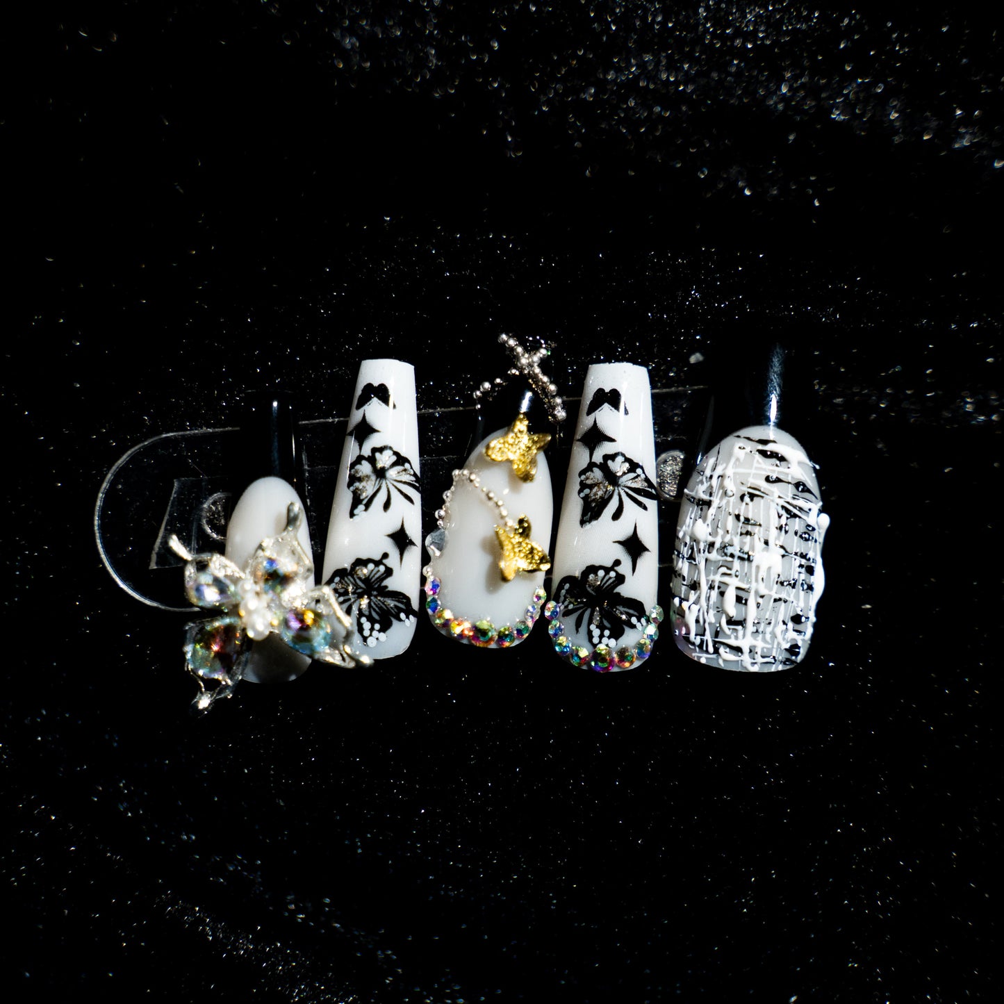 【Original Designs】-Elegent french tips/butterfly 100%Handmade