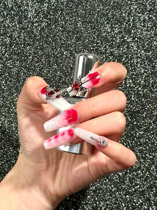 【Original Designs】-Gothic/Kpop vibe/red and white/ombre/cool 100%Handmade