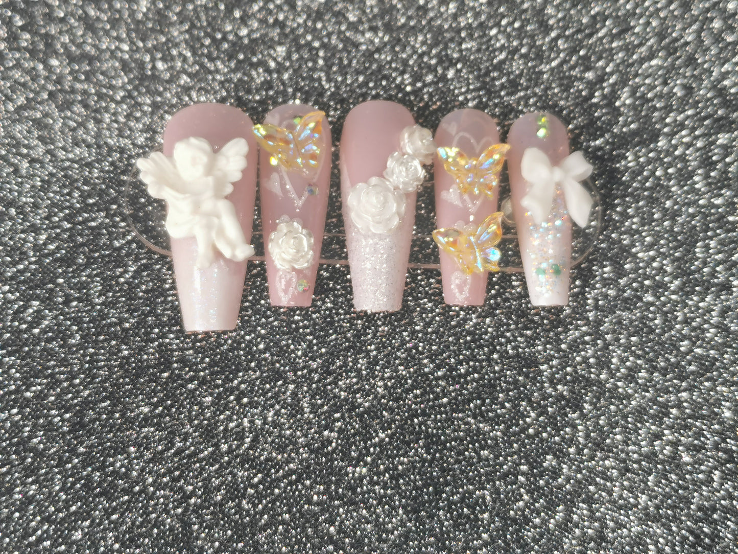 【press on nail】pink angle
