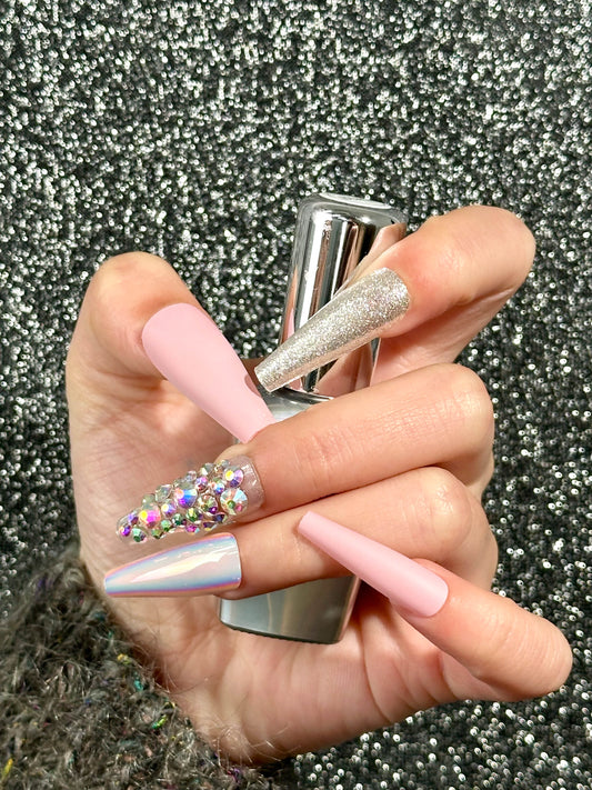 【Machine Made】pink/laser/diamond/shimmer/glitter