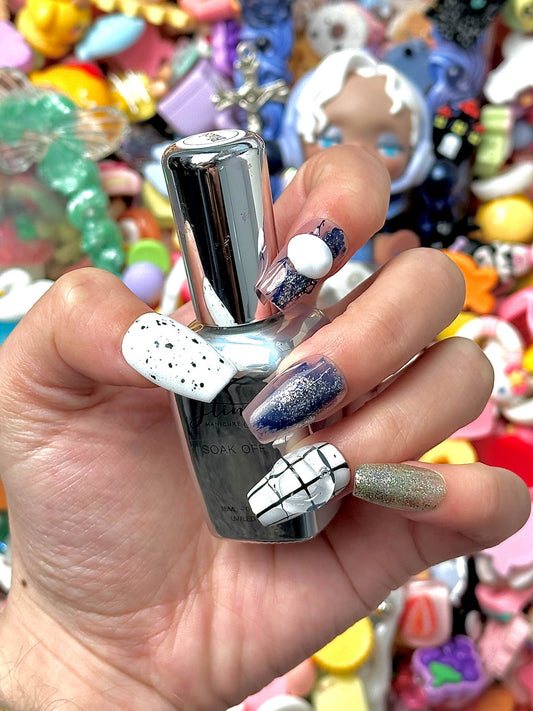 【Original Designs】 100%Handmade Medium Short/shimmer/glitter/cow pattern/daily