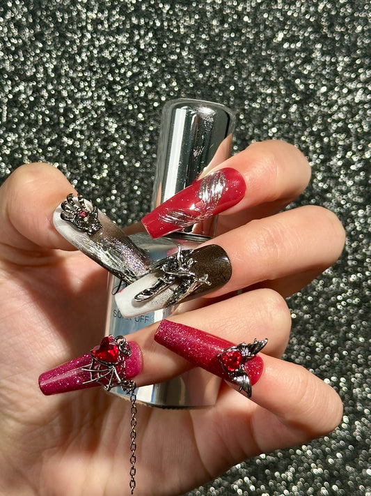 【Original Designs】-Gothic/angel/pink/black and white/chain 100%Handmade